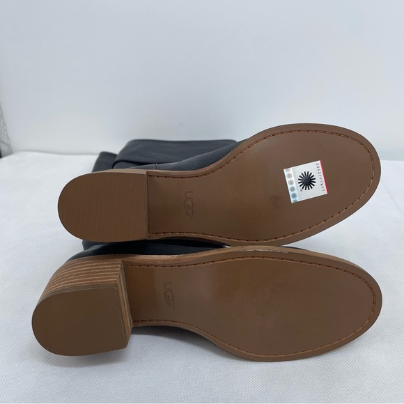 UGG Australia CARLIN BLACK TALL LEATHER HEEL BOOTS Classic Tall 1017469 Women’s - Picture 4 of 7